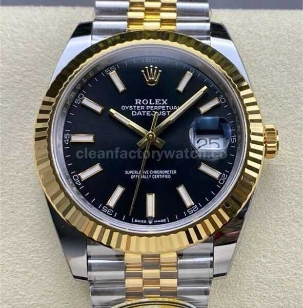 ARF Factory Counterweight Rolex Datejust 126333-0014 41mm Half Yellow Gold Black Dial Jubilee
