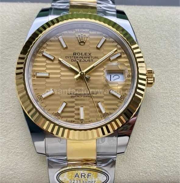 ARF Factory Counterweight Rolex Datejust 126333-0021 41mm Half Yellow Gold Fluted Champagne Dial