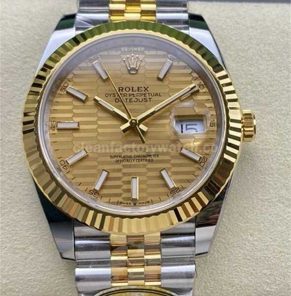 ARF Factory Counterweight Rolex Datejust 126333-0022 41mm Half Yellow Gold Fluted Champagne Dial Jubilee