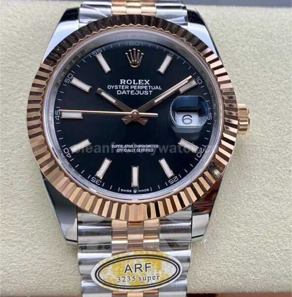 ARF Factory Counterweight Rolex Datejust 126331 41mm Half Rose Gold Black Dial Jubilee