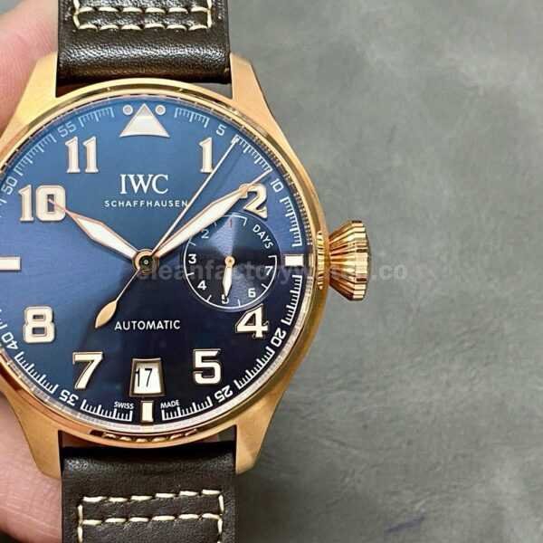 AZ Factory IWC Big Pilot IW500909 46mm Rose Gold Leather Strap Blue Arabic numerals Dial