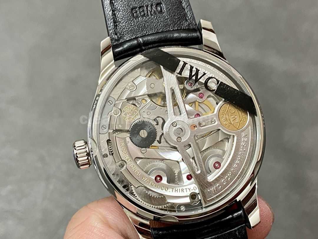 AZ Factory IWC Portuguese Automatic IW500703 42mm Steel Leather Strap Black Dial (2)