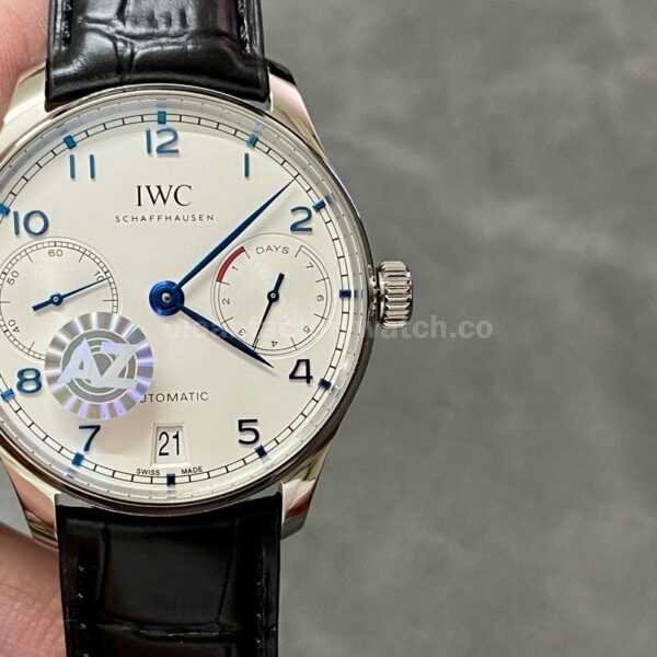 AZ Factory IWC Portuguese Automatic IW500704 42.3mm Steel Leather Strap Blue Arabic Numerals White Dial