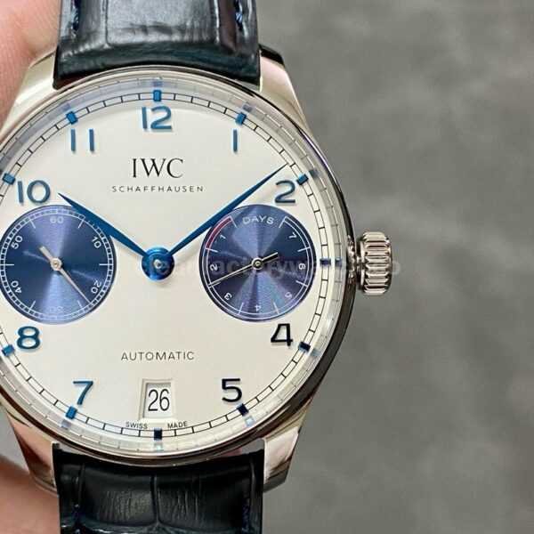 AZ Factory IWC Portuguese Automatic IW500715 42.3mm Steel Leather Strap Blue Eye White Dial