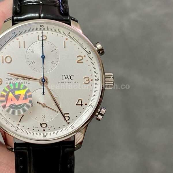 AZ Factory IWC Portuguese Chronograph IW371401 41mm Steel Leather Strap White Arabic Numerals Dial