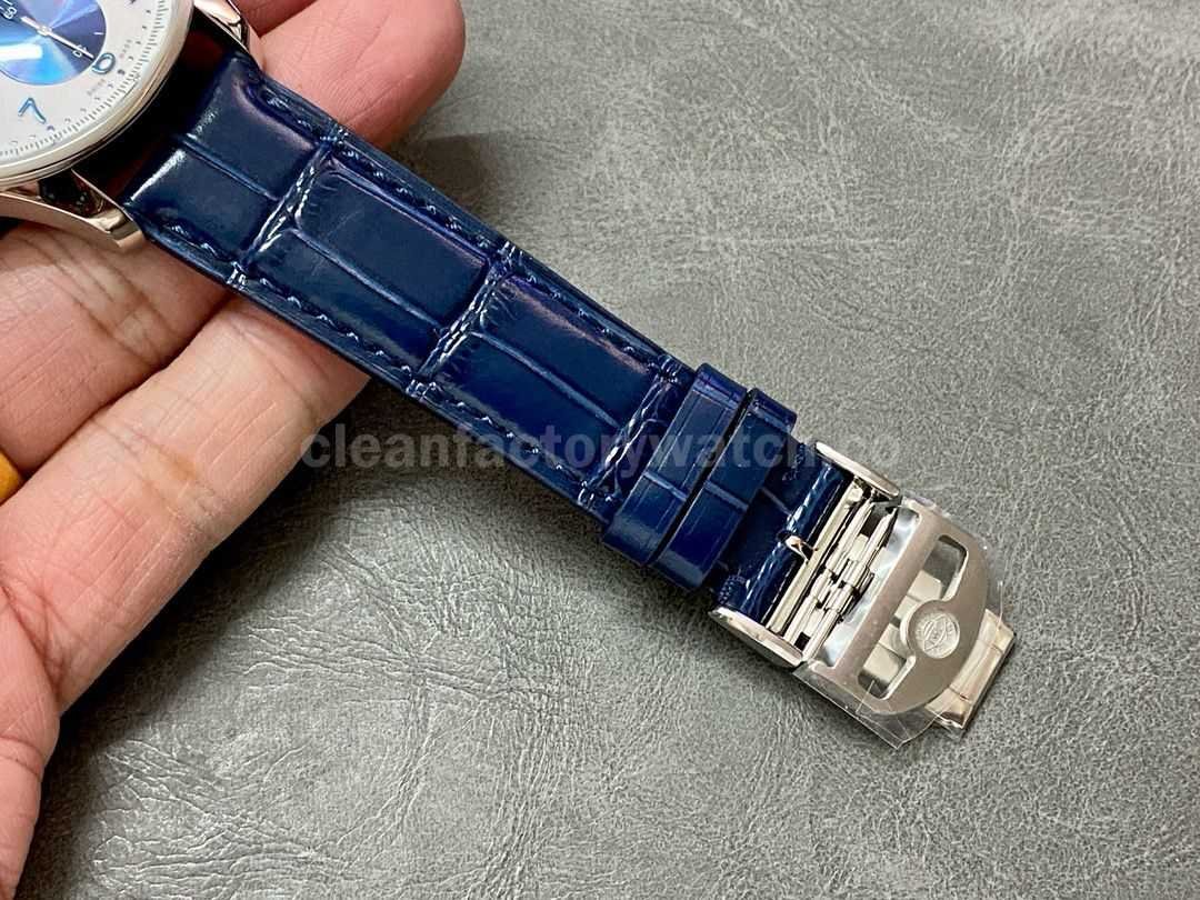 AZ Factory IWC Portuguese Chronograph IW371620 41mm Steel Leather Strap Blue Eye White Dial (3)