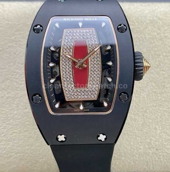 BBA Factory Richard Mille RM07 31.4mm Titanium&Carbon Fiber Black Rubber Strap Skeletonized Black Dial