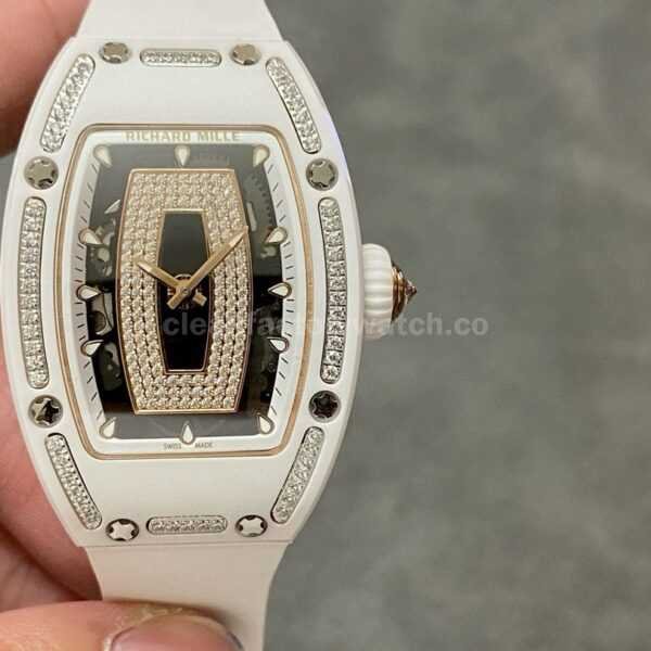 BBA Factory Richard Mille RM07 31.4mm Titanium&Carbon Fiber White Rubber Strap Skeletonized Black Dial