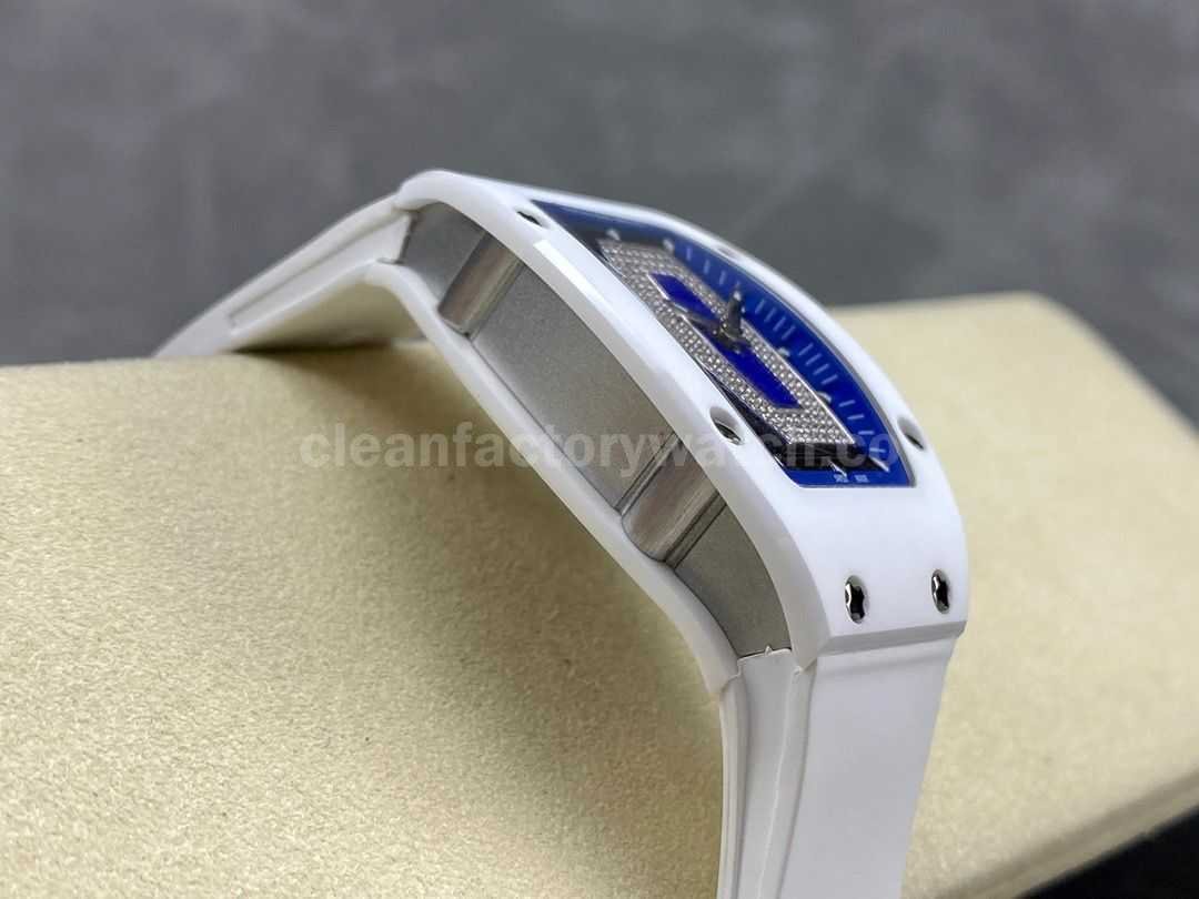 BBA Factory Richard Mille RM07 31.4mm Titanium&Carbon Fiber White Rubber Strap Skeletonized Blue D (6)