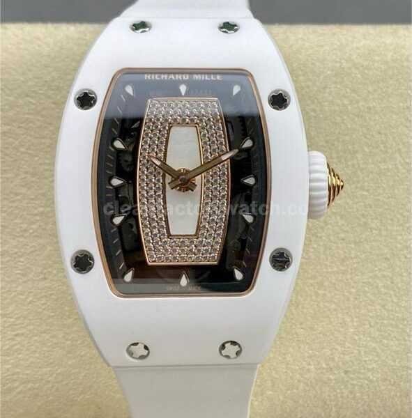 BBA Factory Richard Mille RM07 31.4mm Titanium&Carbon Fiber White Rubber Strap Skeletonized Dial