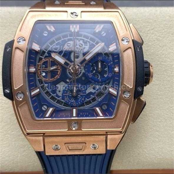 BBF Factory Hublot Spirit of Big Bang 642.OX.7180.RX 42mm Rose Gold Ceramic Rose Gold Blue Rubber Strap Skeletonized Blue Dial