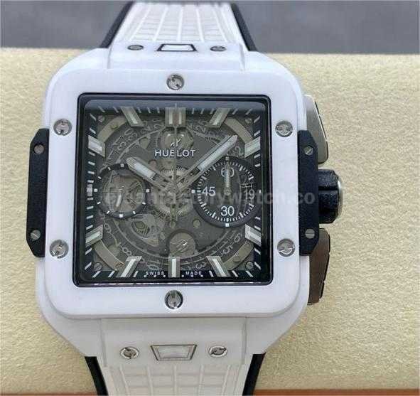 BBF Factory Hublot Square Bang 821.HX.0170.RX 42mm Ceramic Rubber Strap Skeletonized Dial