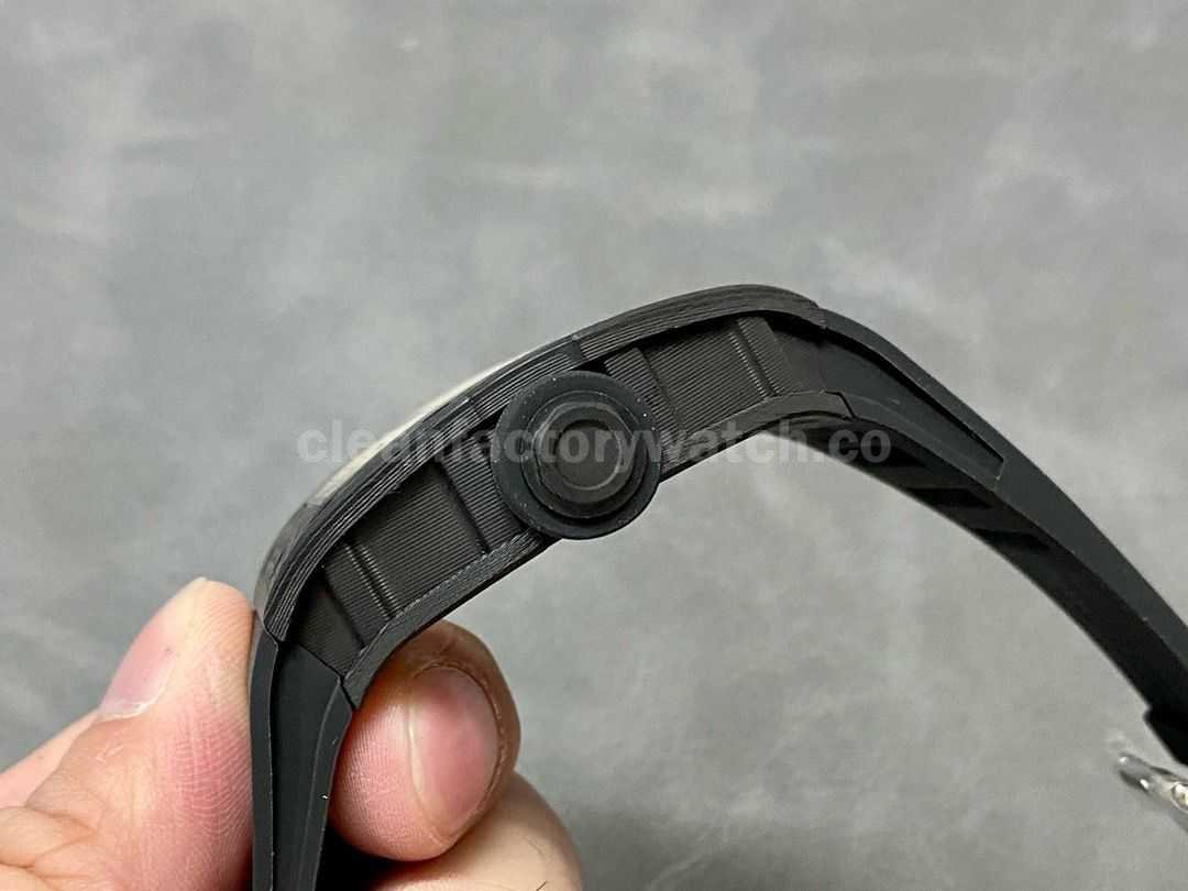 BBR Factory Richard Mille 43mm RM055 Black Carbon Fiber Black Rubber Strap Rose Gold Skelet (5)