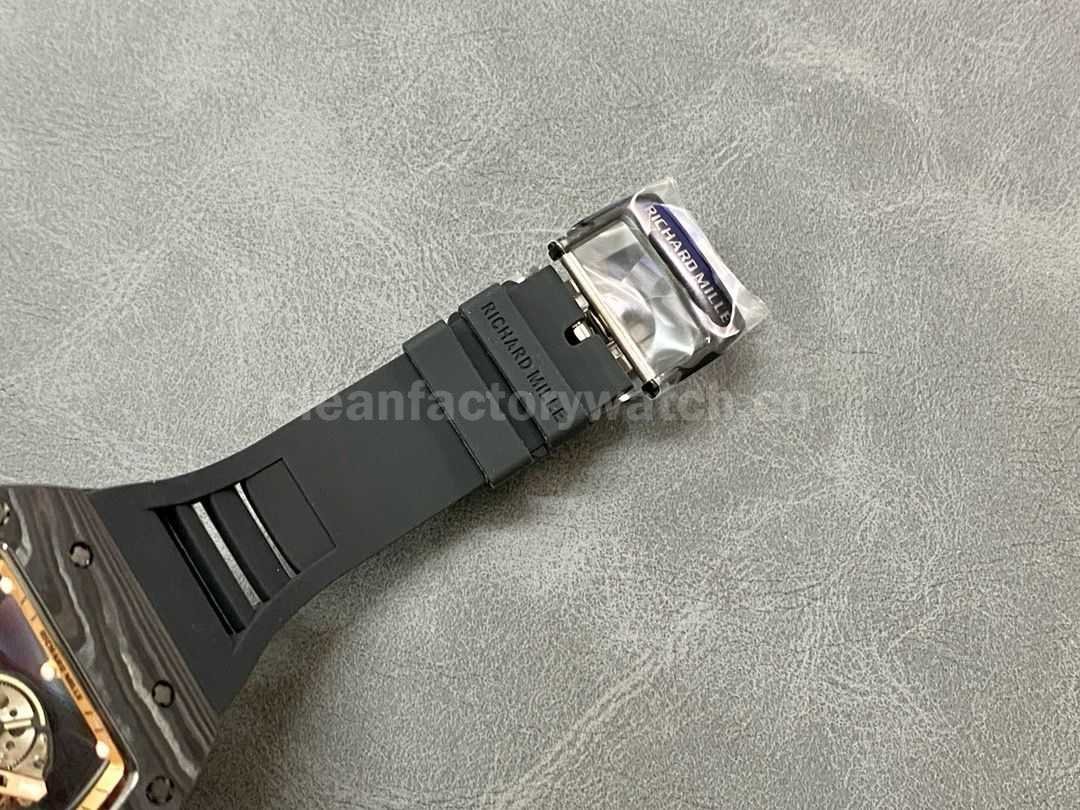 BBR Factory Richard Mille 43mm RM055 Black Carbon Fiber Black Rubber Strap Rose Gold Skeleton (1)