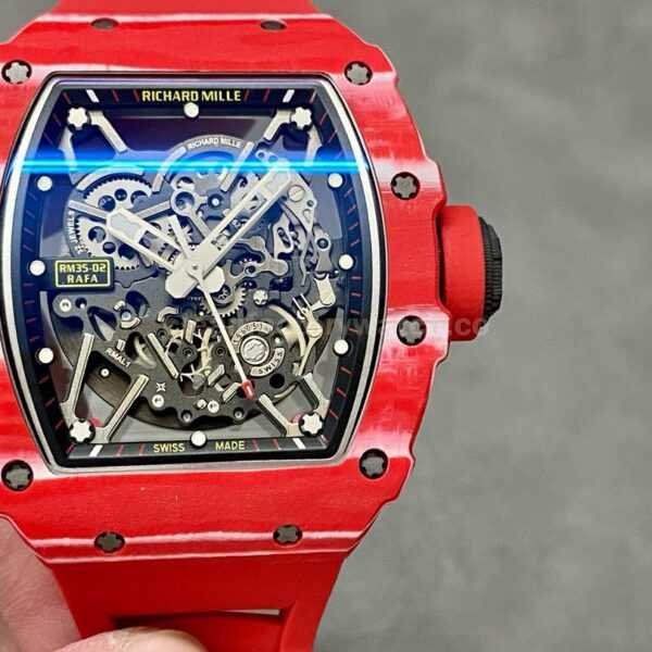 BBR Factory Richard Mille RM35-02 Red Carbon Fiber Red Rubber Strap Black Skeletonized