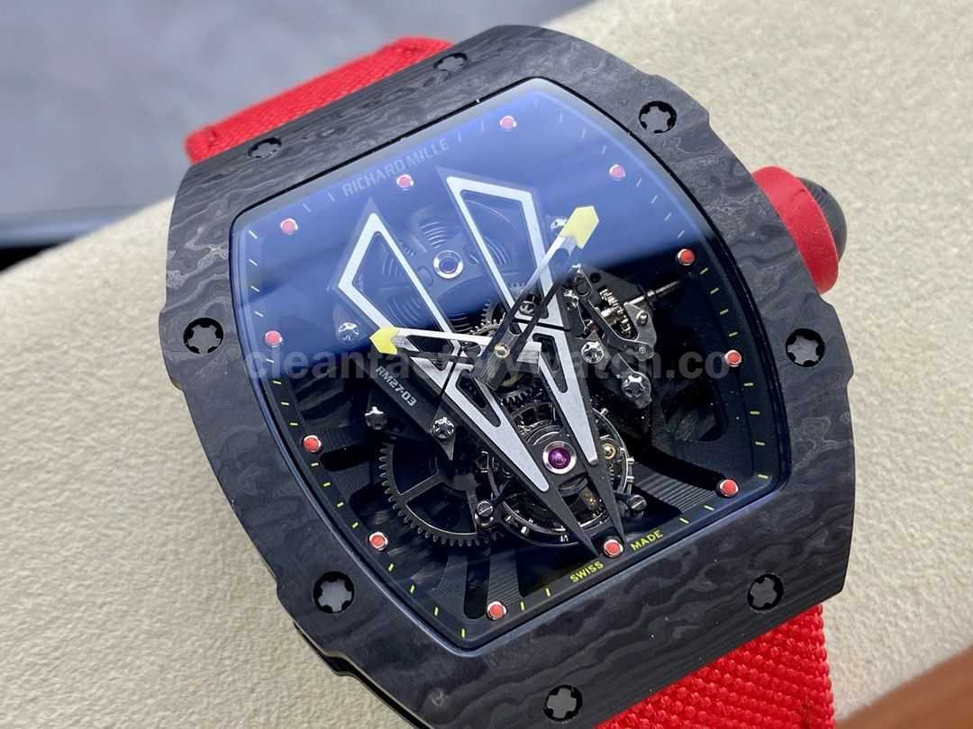 BBR Factory Richard Mille Tourbillon RM27 03 40mm Black Carbon Case Textile Strap Skeletoniz (4)