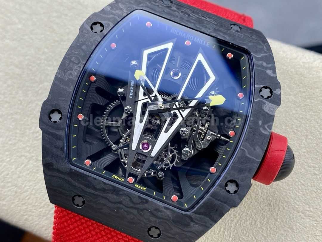 BBR Factory Richard Mille Tourbillon RM27 03 40mm Black Carbon Case Textile Strap Skeletonized (1)