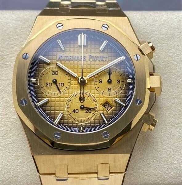 BF Factory Audemars Piguet Royal Oak Chronograph 26240BA.OO.1320BA.02 41mm Full Yellow Gold Champagne Dial