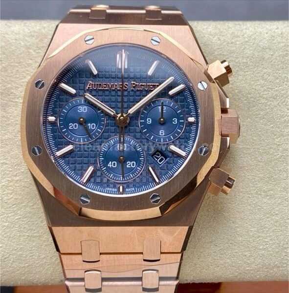 BF Factory Audemars Piguet Royal Oak Chronograph 26240OR.OO.1320OR.05 41mm Full Rose Gold Blue Dial