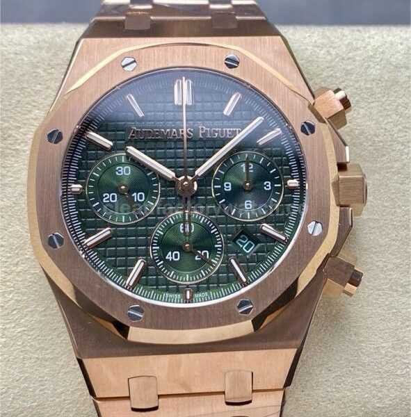 BF Factory Audemars Piguet Royal Oak Chronograph 26240OR.OO.1320OR.08 41mm Full Rose Gold Green Dial
