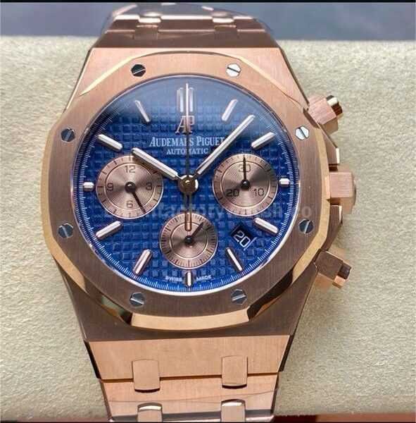 BF Factory Audemars Piguet Royal Oak Chronograph 26331OR.OO.1220OR.01 41mm Full Rose Gold Rose Gold Eye Blue Dial