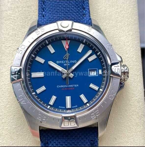 BLS Factory Breitling Avenger A17328101C1X1 42mm Steel Calf skin Strap Blue Dial