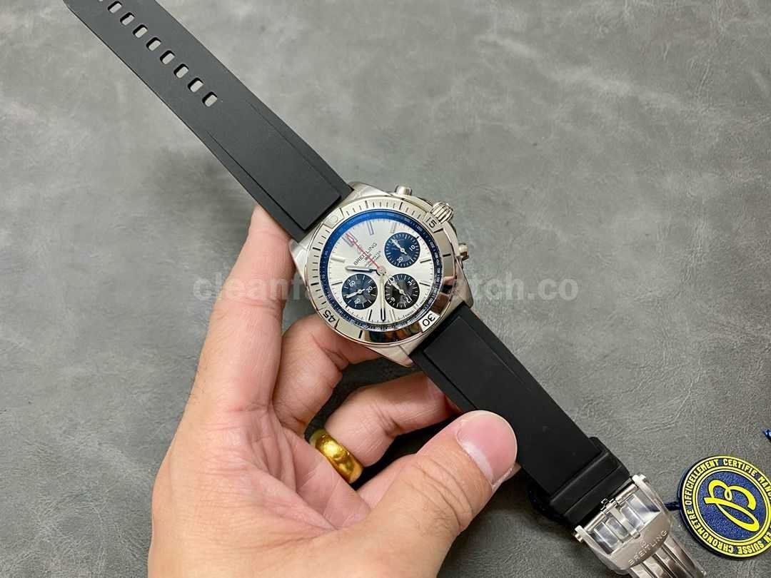 BLS Factory Breitling Chronomat 42 AB0134101G1S2 42mm Steel Rubber Strap Strap Black Ey (7)