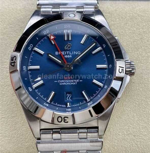 BLS Factory Breitling Chronomat GMT Chronomat 40mm Red GMT Needle Full Steel Blue Dial
