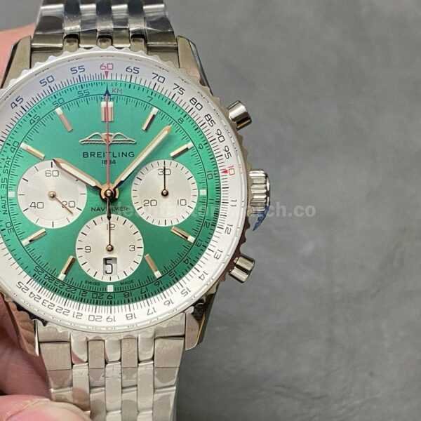 BLS Factory Breitling Navitimer 1 B01 Chronograph AB0139211L1A1 43mm Full Steel White Eye Green Dial