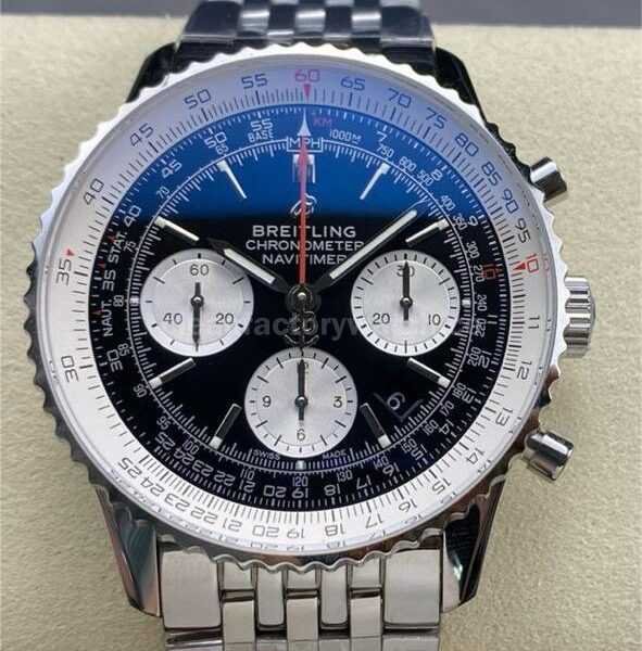 BLS Factory Breitling Navitimer B01 Chronograph AB0121211B1A1 43mm Full Steel White Eye Black Dial