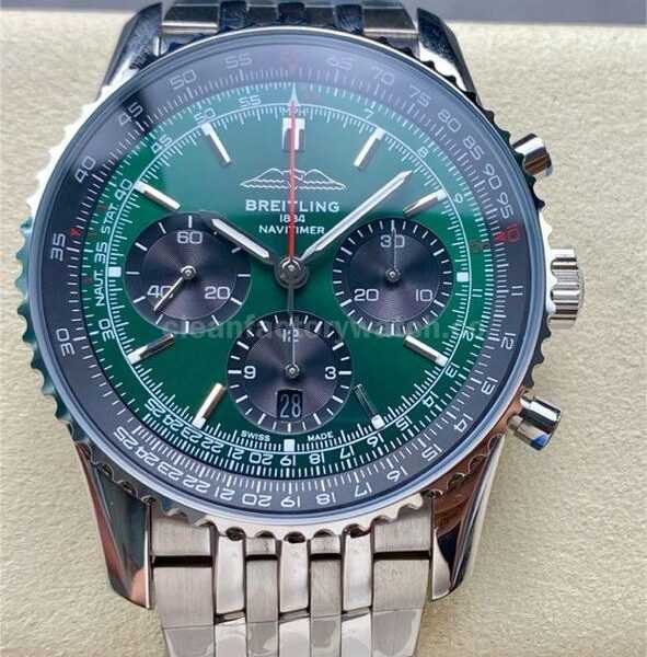BLS Factory Breitling Navitimer B01 Chronograph AB0137241L1P1 43mm Full Steel Green Dial