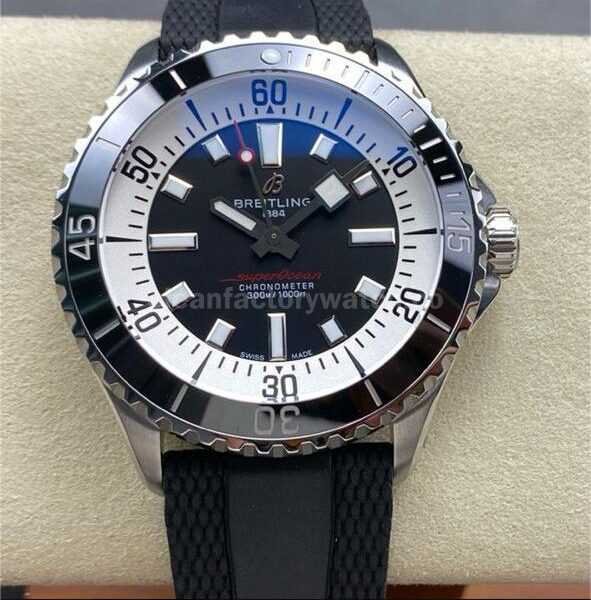 BLS Factory Breitling Superocean A17375211B1A1 42mm Steel Black Rubber Strap Black Dial