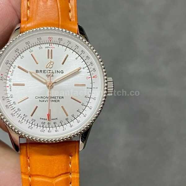 BLS Factory Breitling Women's Navitimer A17395F41G1P3 35mm Steel Leather Strap Silver Dial