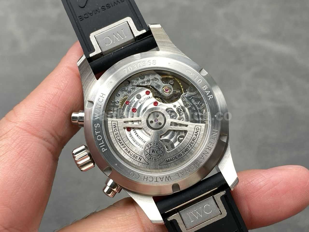 BLS Factory IWC Pilot Chronograph IW388103 41mm Steel Rubber Strap Arabic Numerals Green Dial (8)