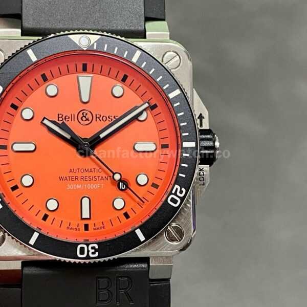 BRF Factory Bell & Ross BR 03-92 42mm Steel Rubber Strap Orange Dial