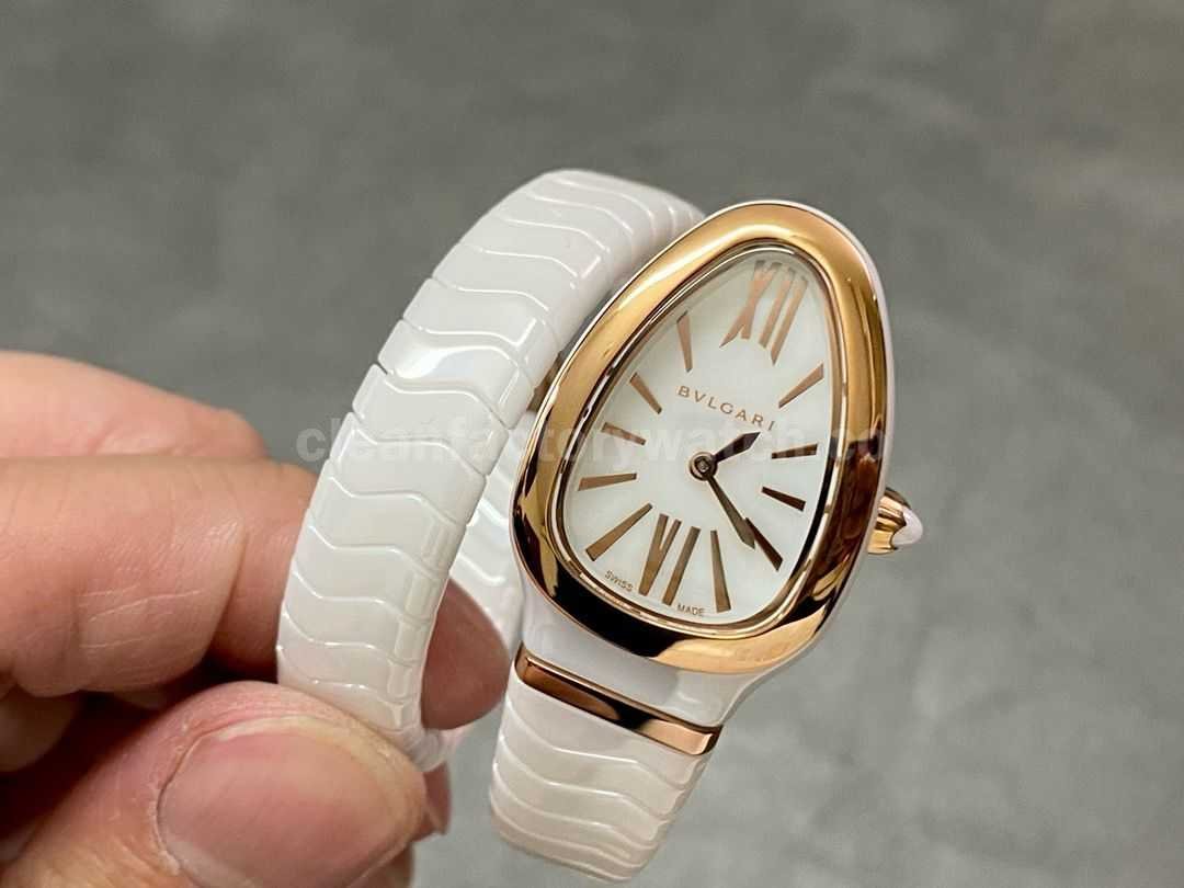 BV Factory Bvlgari Serpenti 102613 35mm Rose Gold&Ceramic Roman Numerals White Dial (7)