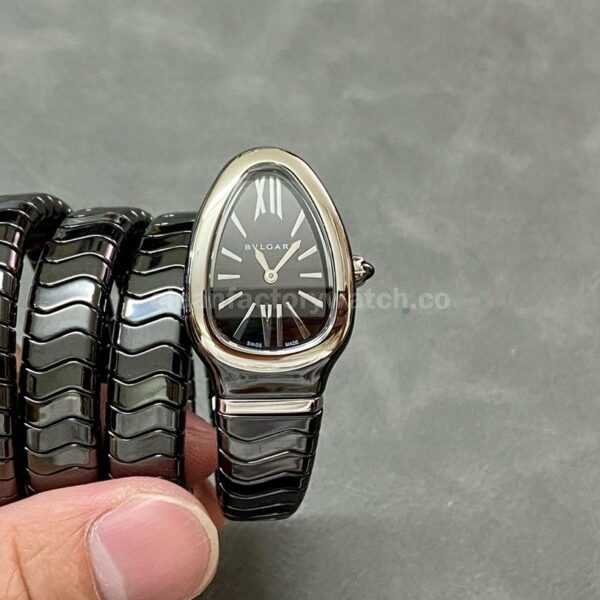 BV Factory Bvlgari Serpenti 102735 35mm Black Ceramic Roman Numerals Black Dial