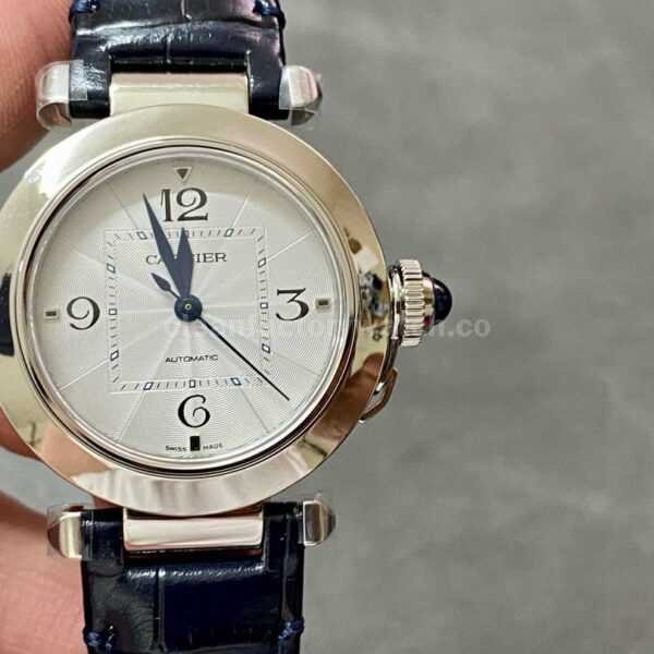 BV Factory Cartier Pasha WSPA0012 35mm Steel Leather Strap White Dial
