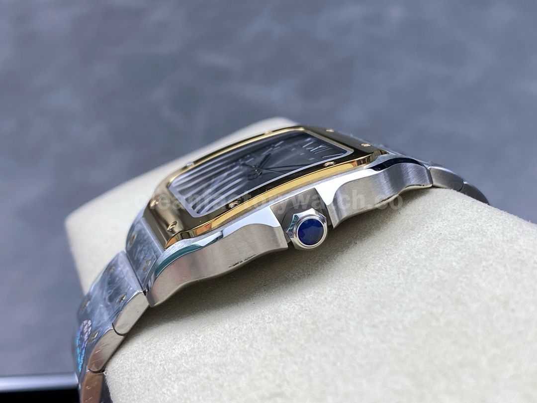 BV Factory Cartier Santos W2SA0030 39.8mm Full GoldSteel Roman Numerals Grey Dial (1)