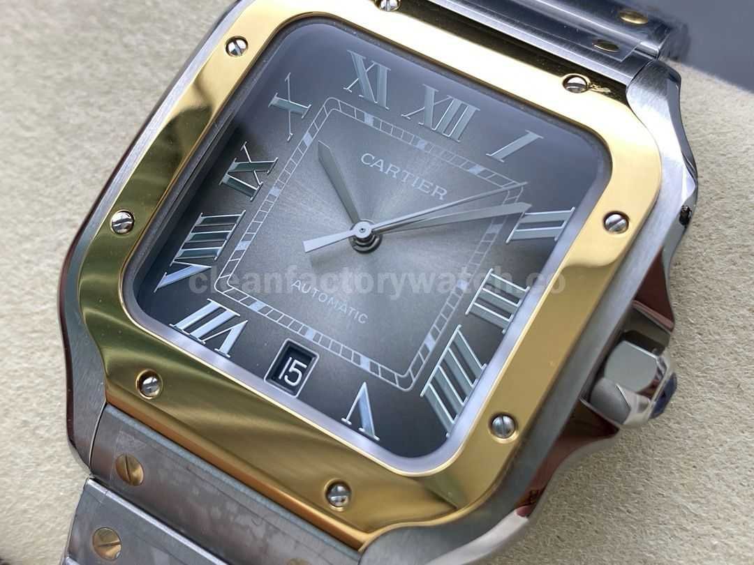 BV Factory Cartier Santos W2SA0030 39.8mm Full GoldSteel Roman Numerals Grey Dial (2)