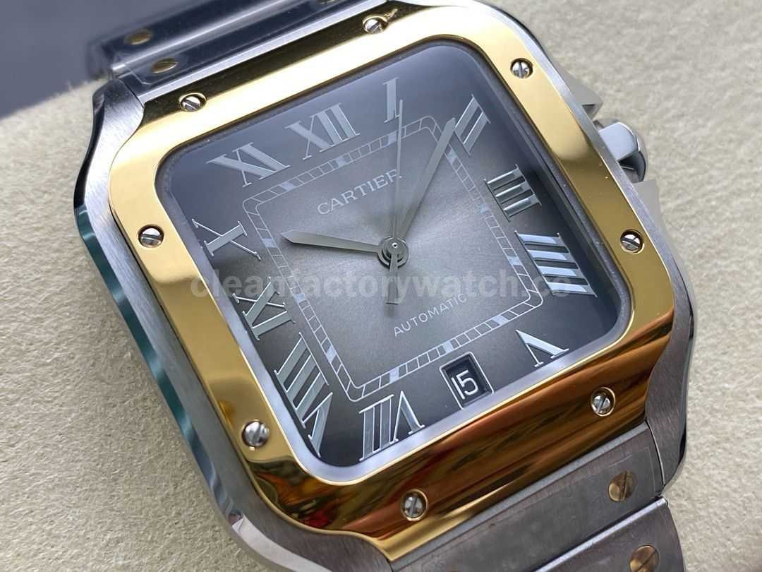 BV Factory Cartier Santos W2SA0030 39.8mm Full GoldSteel Roman Numerals Grey Dial (5)