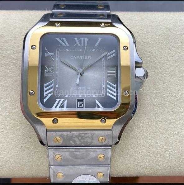 BV Factory Cartier Santos W2SA0030 39.8mm Full GoldSteel Roman Numerals Grey Dial (9)