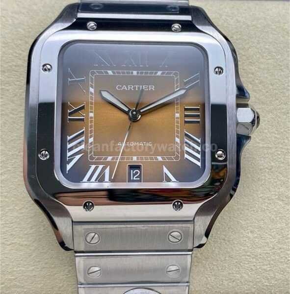 BV Factory Cartier Santos WSSA0064 39.8mm Full Steel Roman Numerals Orange Dial