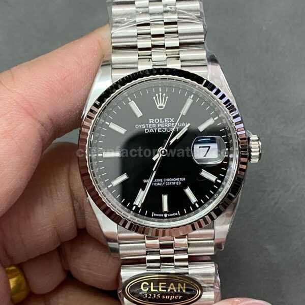 Clean Factory Rolex Datejust 126234-0015 36mm Full 904L Black Dial Jubilee