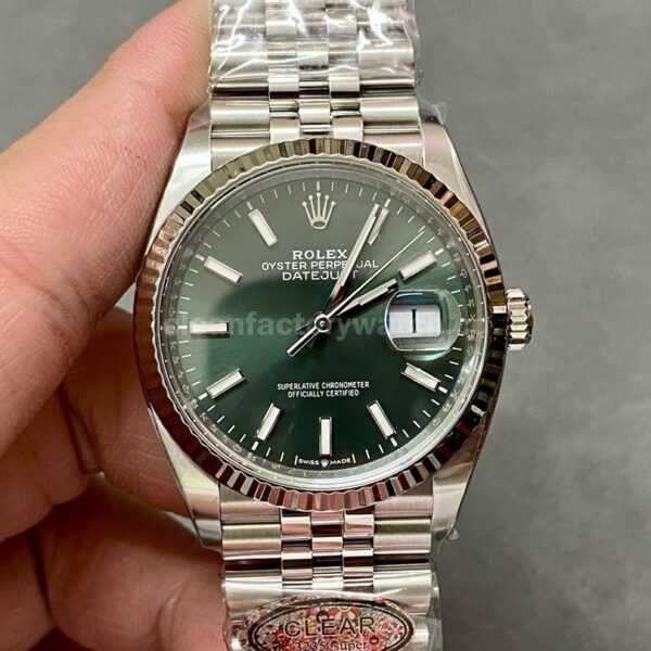 Clean Factory Rolex Datejust 126234-0051 36mm Full 904L Mint Green Dial Jubilee