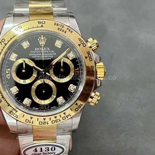 Clean Factory Rolex Daytona 116503-0008 40MM Half Gold Diamond Mop Black Dial