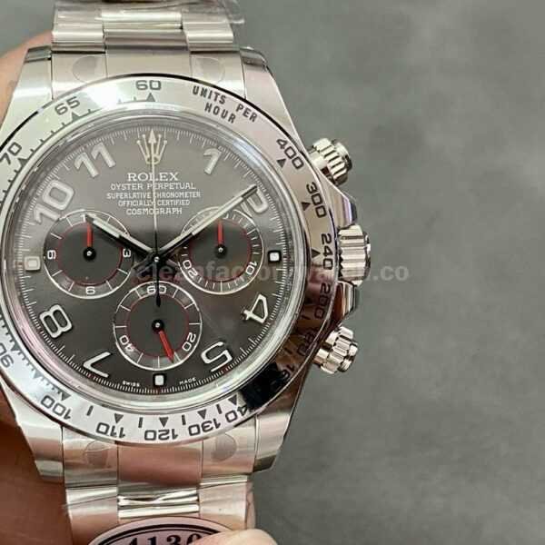 Clean Factory Rolex Daytona 116509 40MM Full White Gold Arabic Number Grey Dial