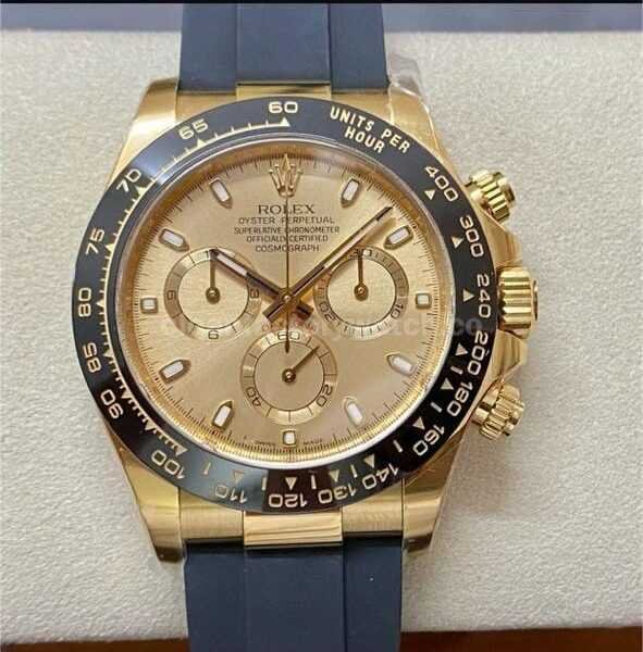 Clean Factory Rolex Daytona 116518LN-0042 40mm Gold,Rubber Strap Champagne Dial