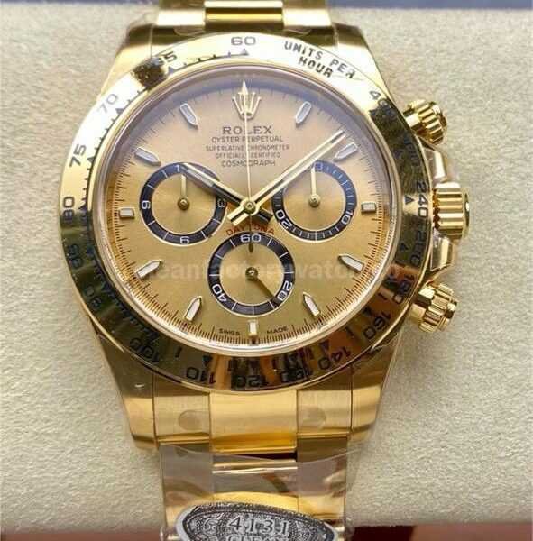Clean Factory Rolex Daytona 126508-0005 40mm Full Yellow Gold, Gold Dial