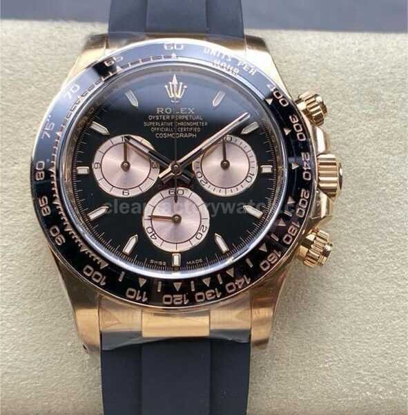 Clean Factory Rolex Daytona 126515LN-0002 40mm Rose Gold Rubber Strap Black Dial